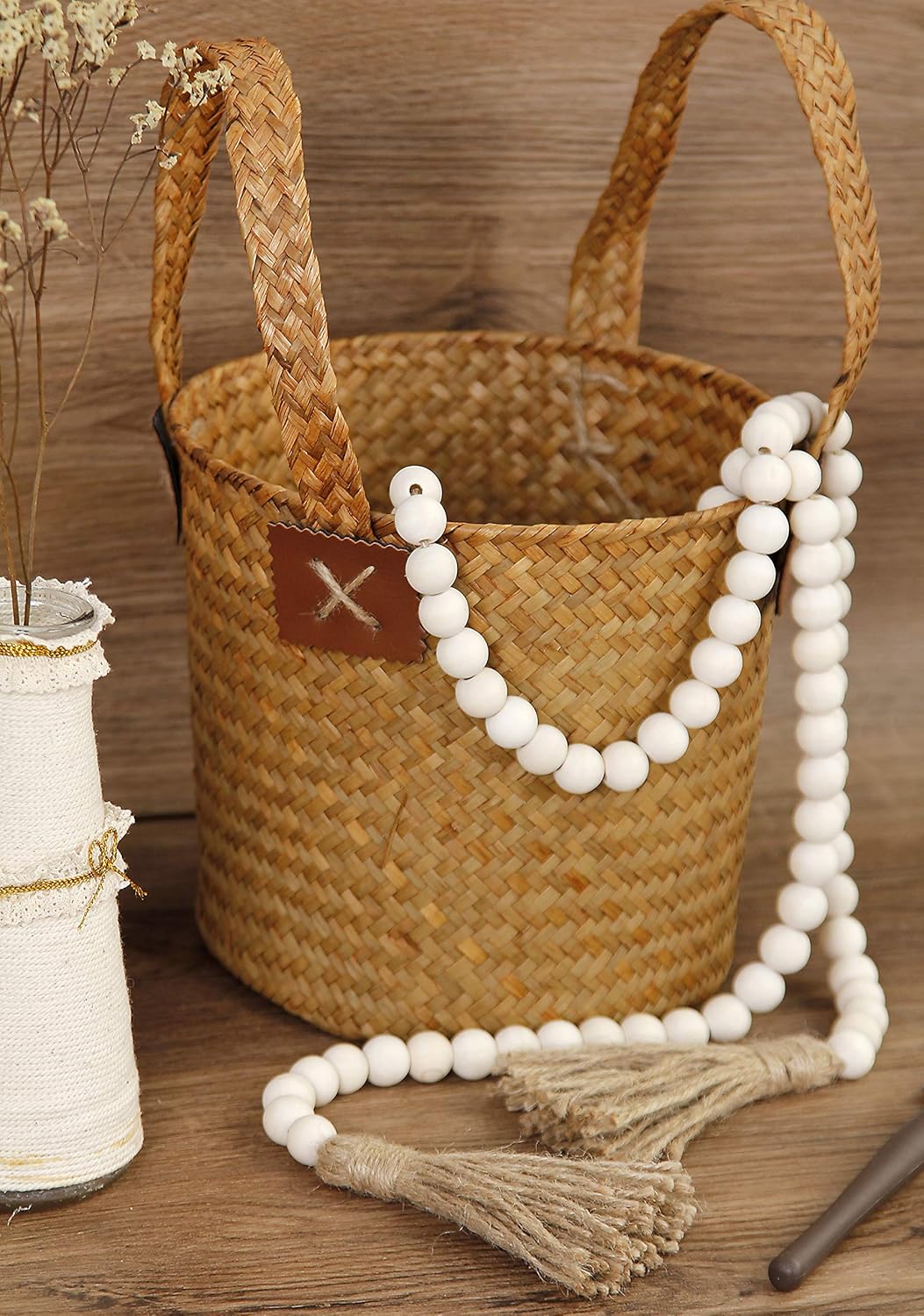 58 Inch Wood Bead Garland with Tassels