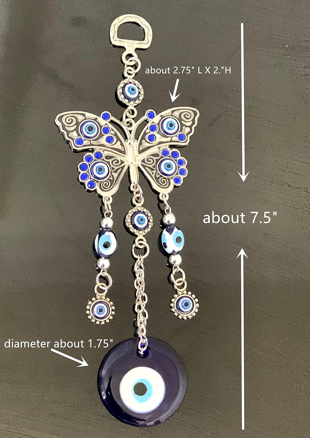 Turkish Blue Evil Eye Butterfly Hanging Ornament -003