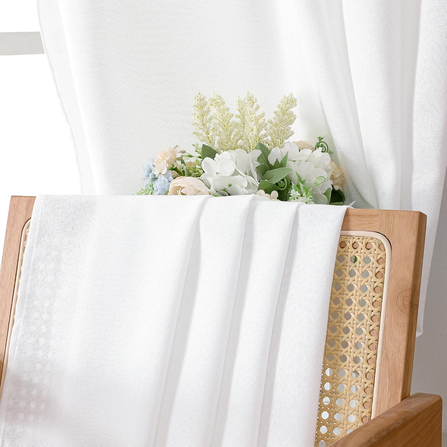Tollpiz White Linen Valance 54 x 16 Inches Set of 1