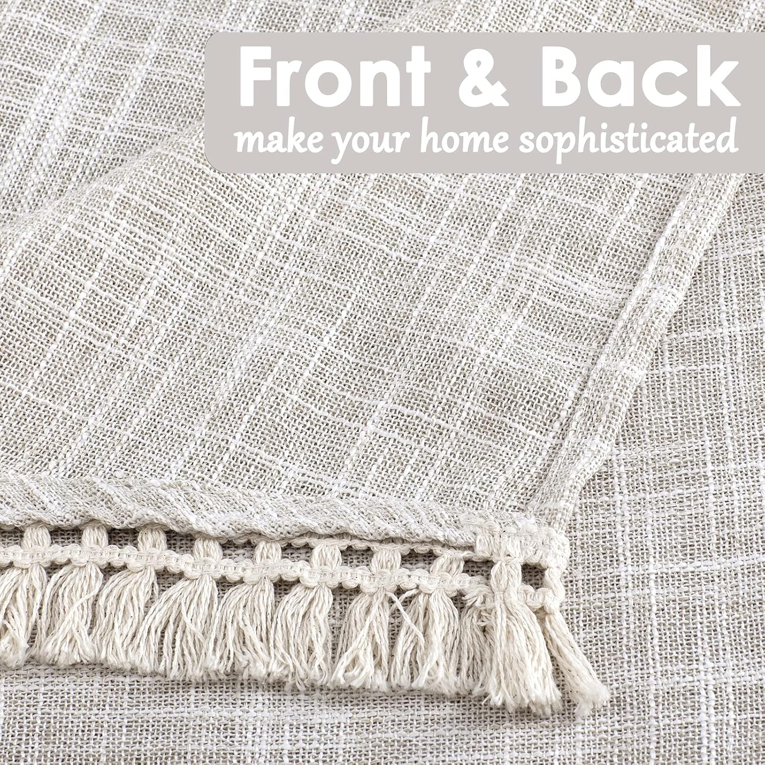 Beda Home Tassel Linen Textured Swag Curtain Valance for Farmhouse Kitchen