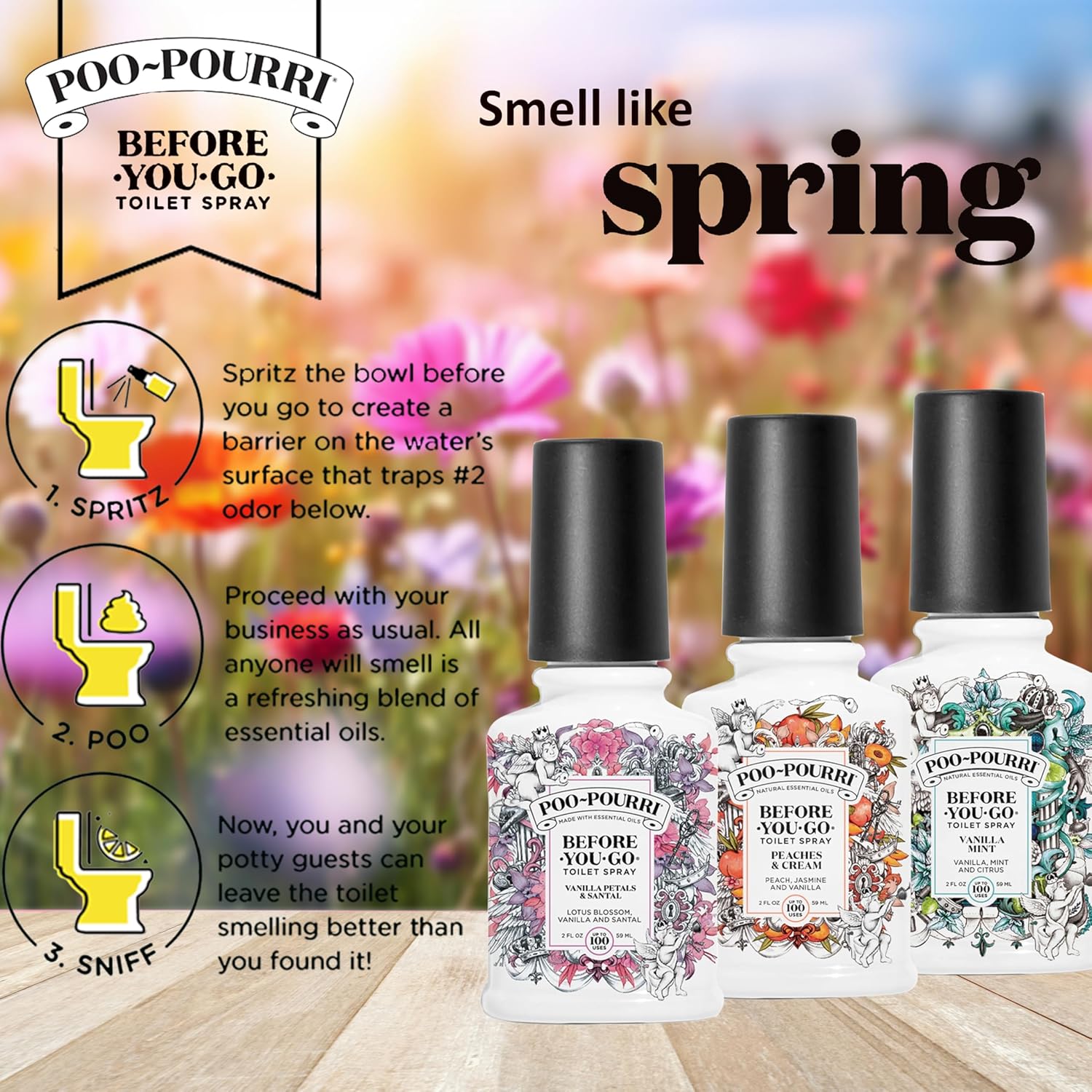 Poo-Pourri Toilet Spray Set 3 Bottles 2 Ounces