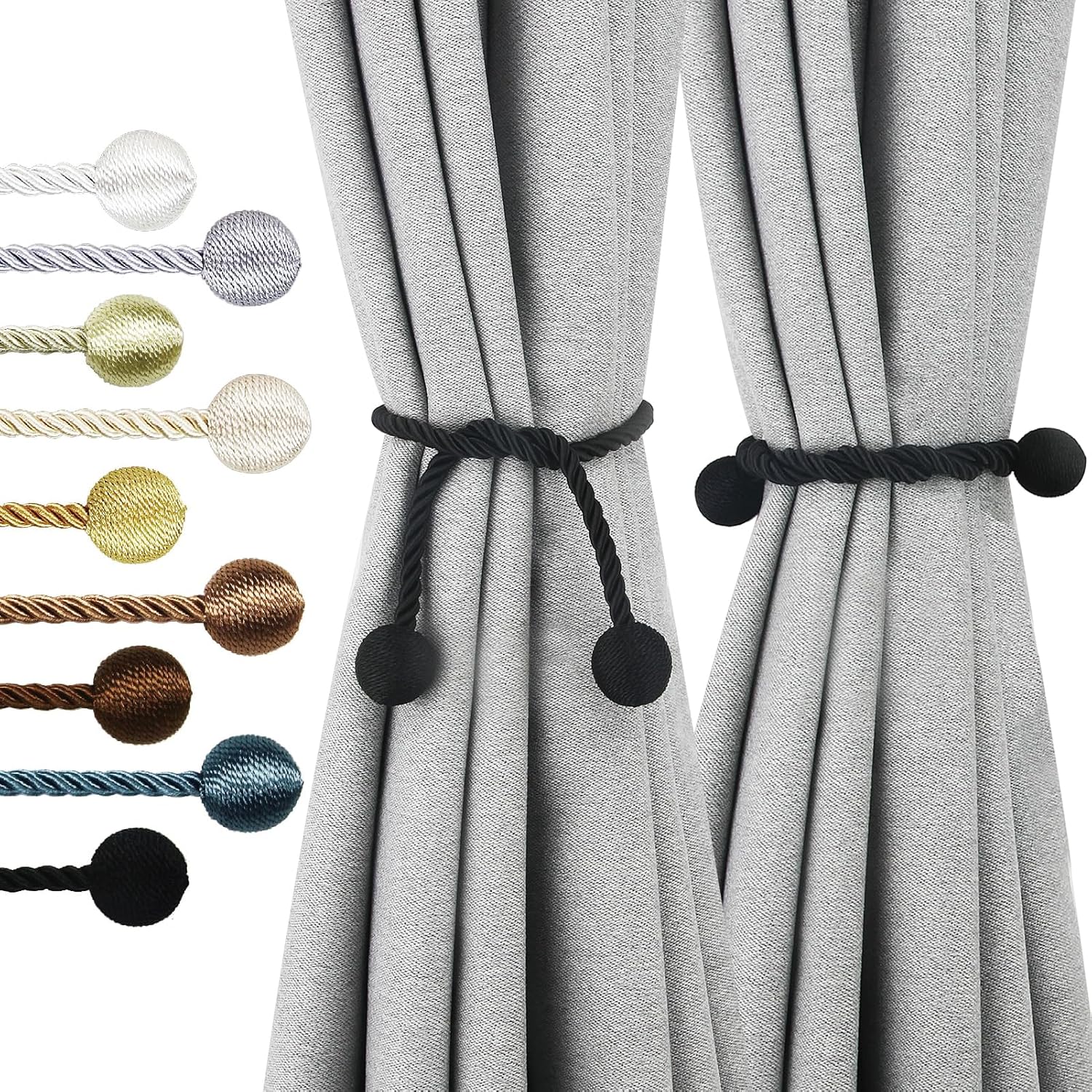 Modern Black Rope Curtain Tiebacks for Drapes