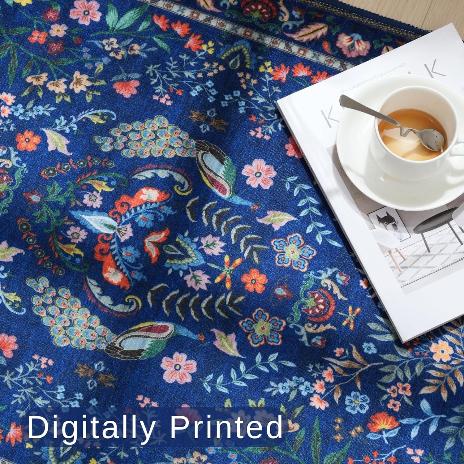 Rugcomf Floral Washable Kitchen Runner Rug
