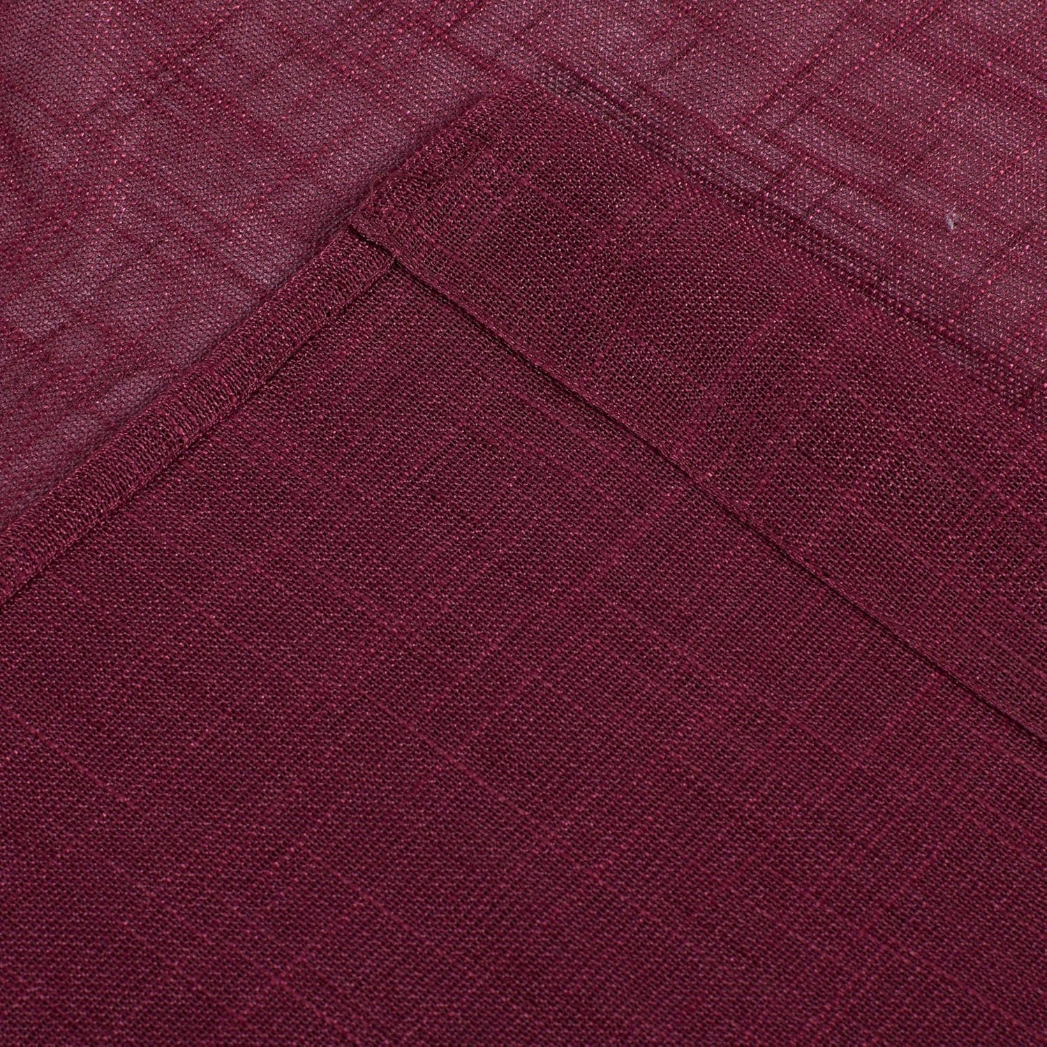 2 Panel Linen Rod Pocket Sheer Curtains Burgundy 52x84