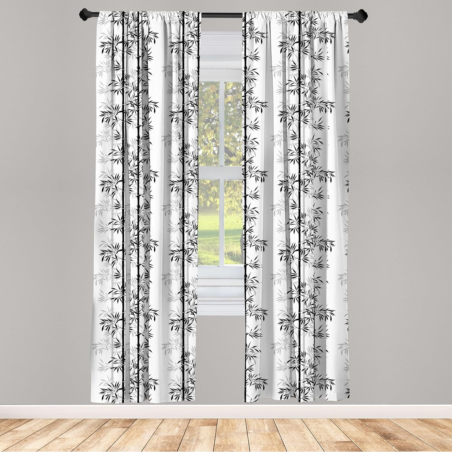 Ambesonne Tree of Life Curtains 2 Panel Set Pale Grey Off White