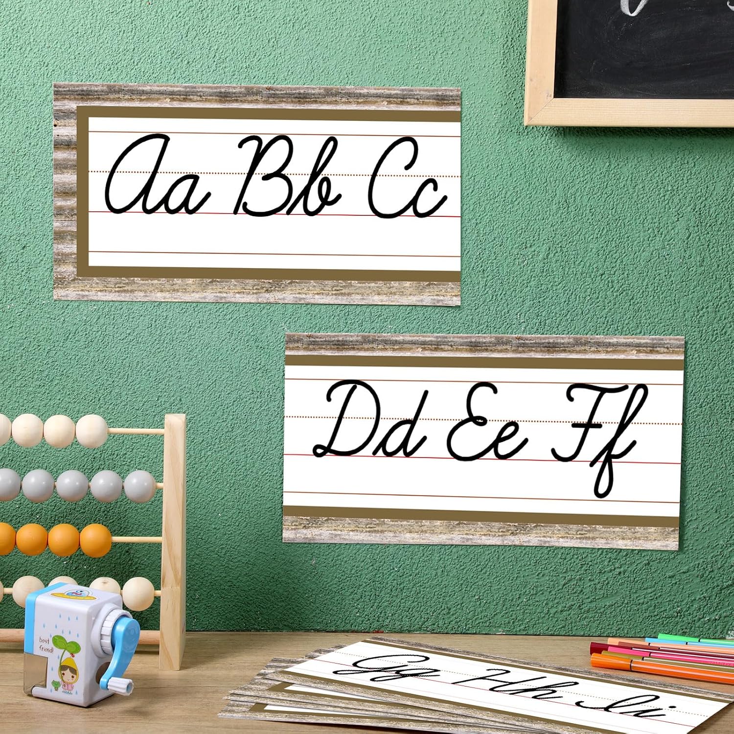 12 Pcs Cursive Alphabet Bulletin Board Set for Classroom and Home