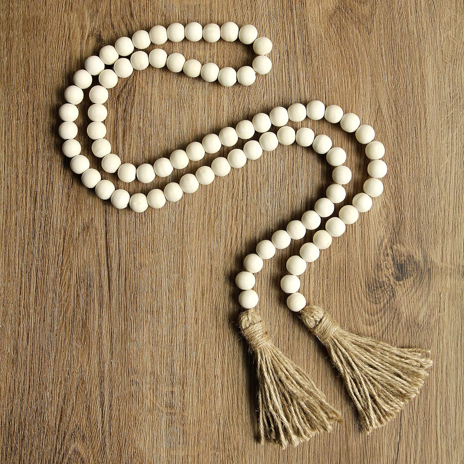 58 Inch Wood Bead Garland with Tassels